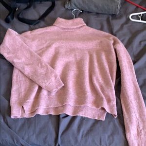 Turtle neck short torso sweater ( not cropped )